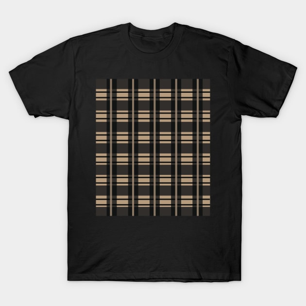 Plaid pattern in black and latte colors T-Shirt by PandLCreations